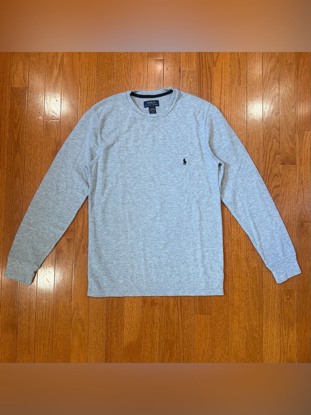 Polo Ralph Lauren Mens Medium Thermal Shirt Waffle Knit Long Sleeve Crew Sleep